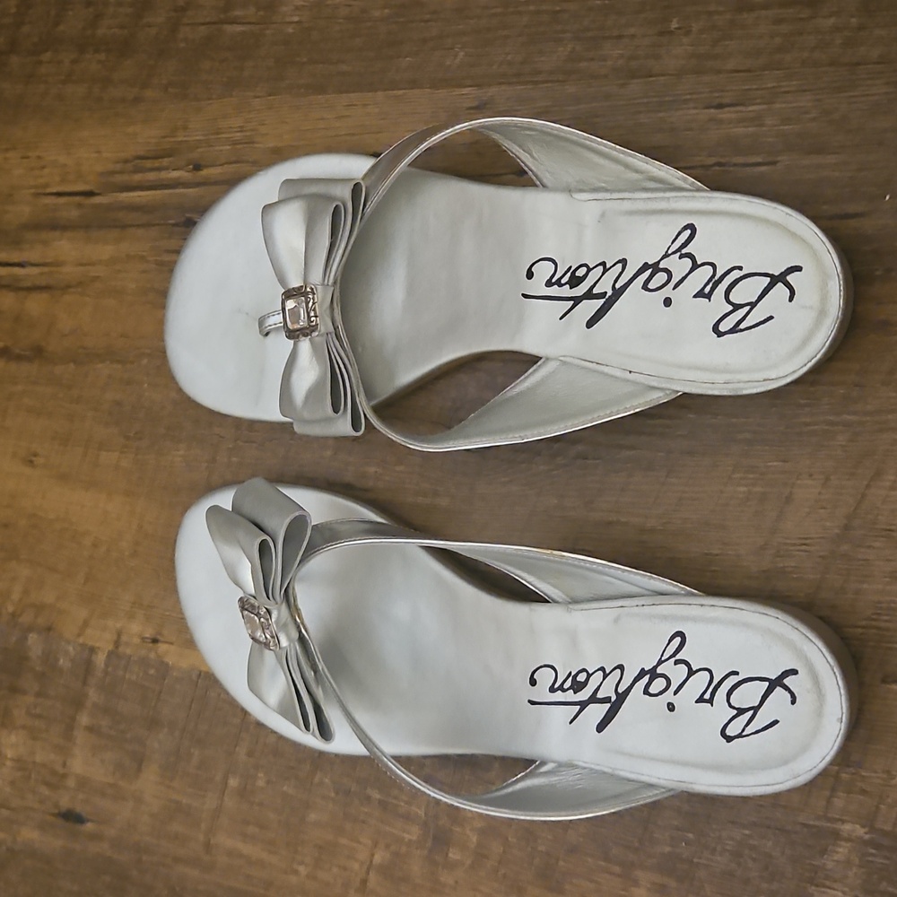 Brighton Silver Bow Flip Flops 10 - Picture 2 of 6